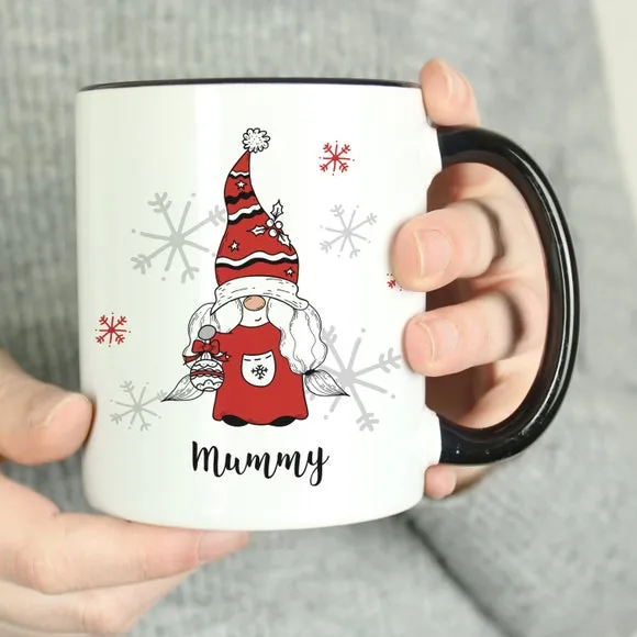 Personalised Christmas Mug with Black Handle - White
