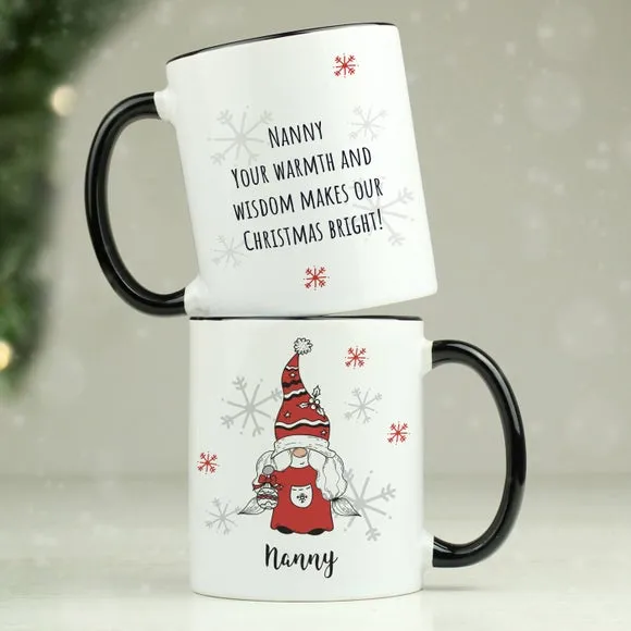 Personalised Christmas Mug with Black Handle - White