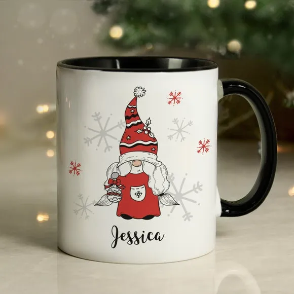 Personalised Christmas Mug with Black Handle - White image