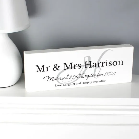 Personalised Family Block Sign - White, Wood