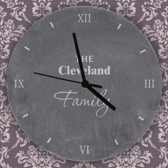 Personalised Family Wall Clock - Grey, Slate