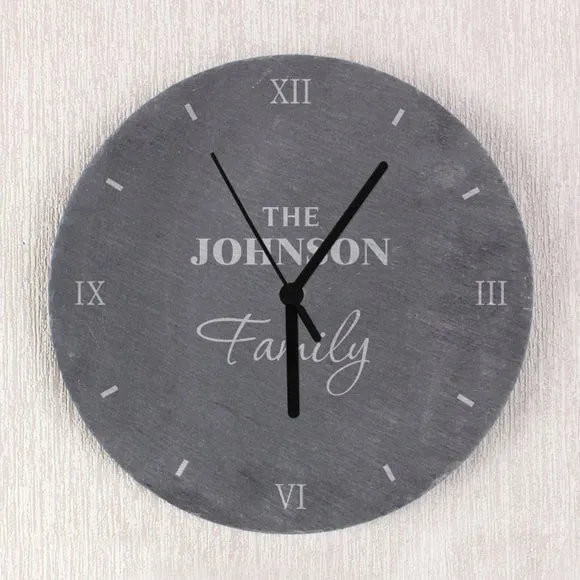 Personalised Family Wall Clock - Grey, Slate image