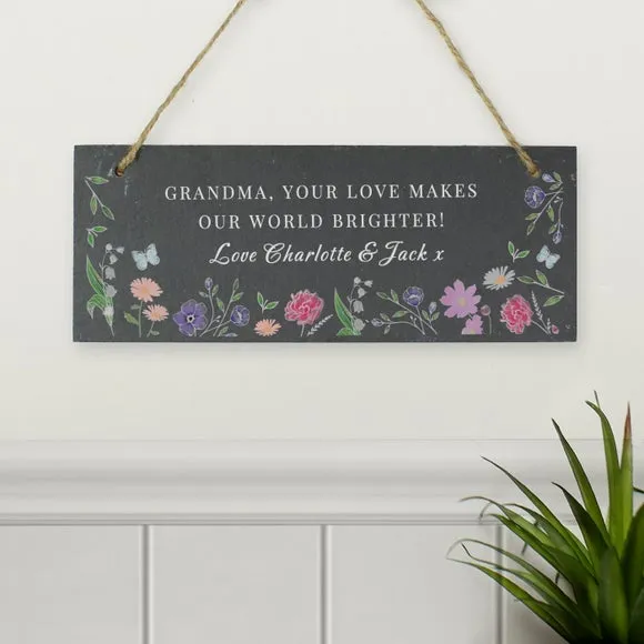 Personalised Garden Sign Wild Flowers - Black, Slate image