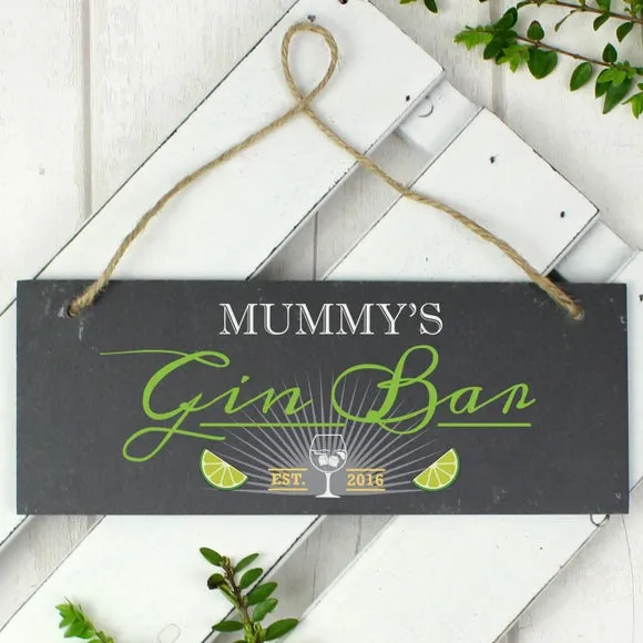 Personalised Gin Bar Hanging Plaque - Slate image