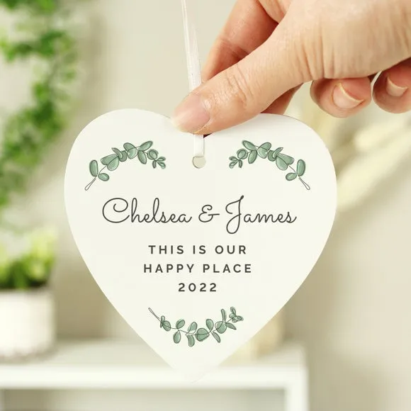 Personalised Heart Wall Decoration - White, Wood image