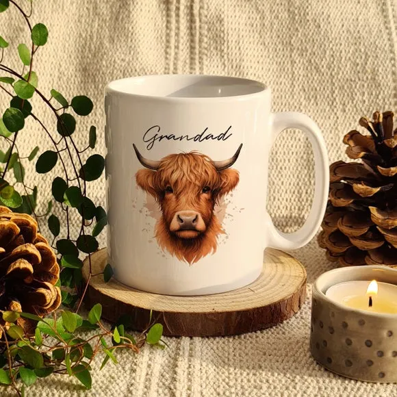 Personalised Highland Cow Mug - White, Ceramic image