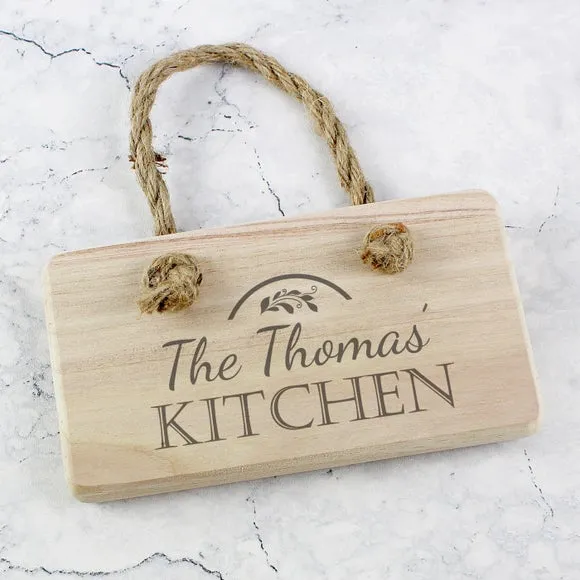 Personalised Kitchen Wooden Sign - Natural Wood
