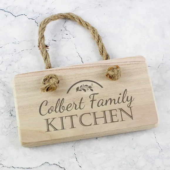 Personalised Kitchen Wooden Sign - Natural Wood image