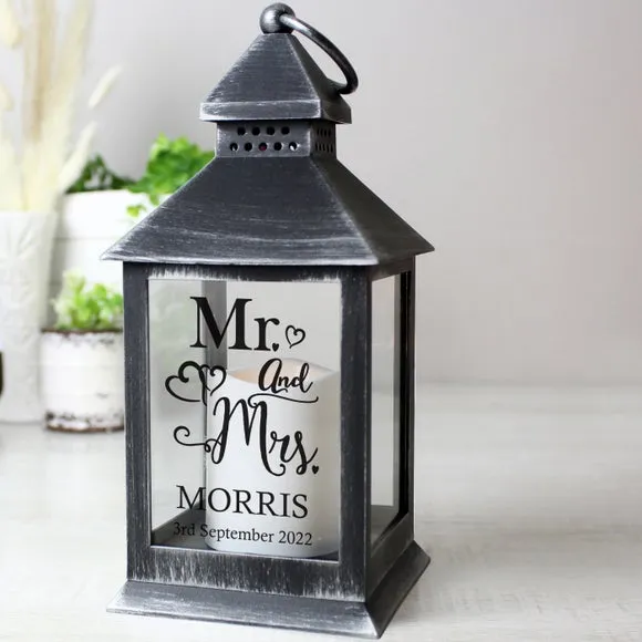 Personalised Lantern with Flame Effect - Black