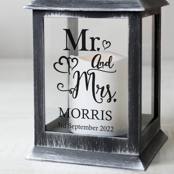 Personalised Lantern with Flame Effect - Black