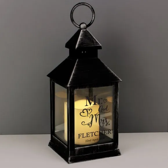 Personalised Lantern with Flame Effect - Black