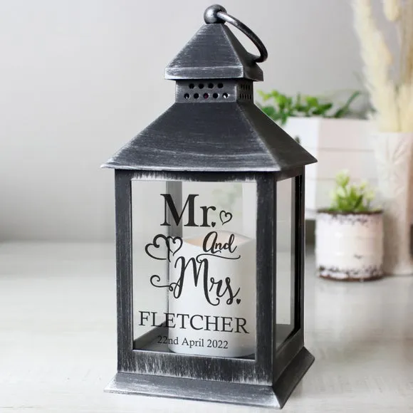 Personalised Lantern with Flame Effect - Black image
