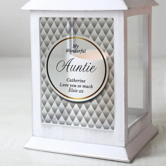 Personalised Lantern with Flame Effect - White
