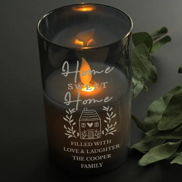 Personalised LED Candle Light - Grey, Glass