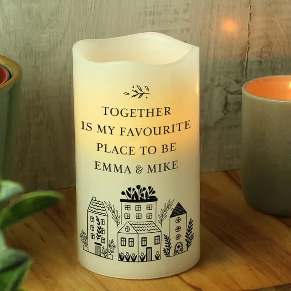 Personalised LED Candle Light - White, Wax