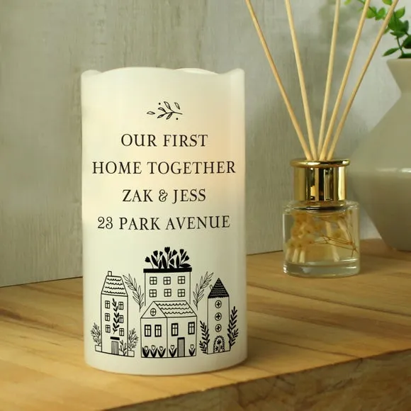 Personalised LED Candle Light - White, Wax