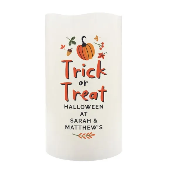 Personalised LED Candle Pumpkin - Off-White, Wax