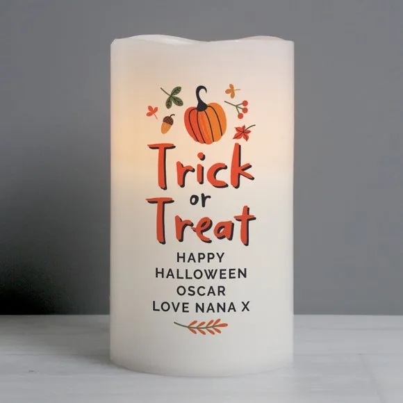 Personalised LED Candle Pumpkin - Off-White, Wax