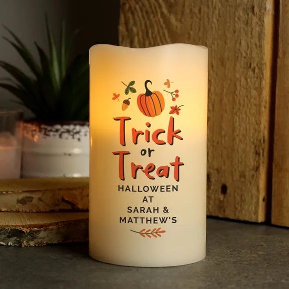 Personalised LED Candle Pumpkin - Off-White, Wax image