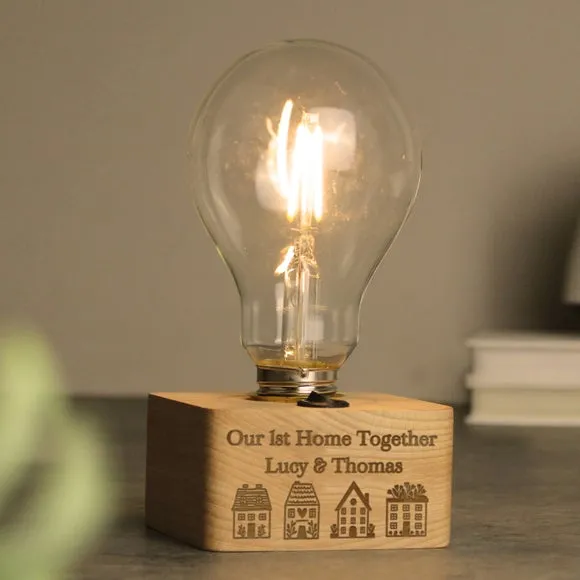 Personalised Light Bulb Lamp - Natural, Wood