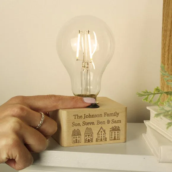 Personalised Light Bulb Lamp - Natural, Wood image