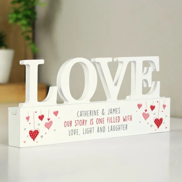 Personalised Love Wooden Ornament - White image