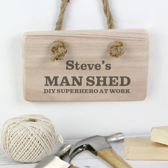 Personalised Man At Work Wooden Sign - Natural image