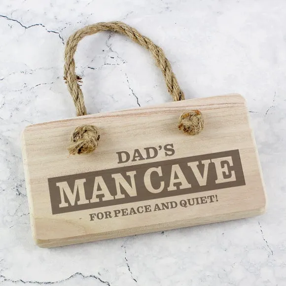 Personalised Man Cave Wooden Sign - Natural Wood