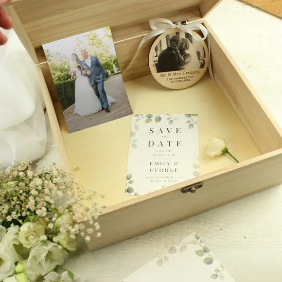 Personalised Memory Box with Floral Design - Wood