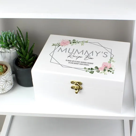 Personalised Memory Box with Rose Design - White Wood
