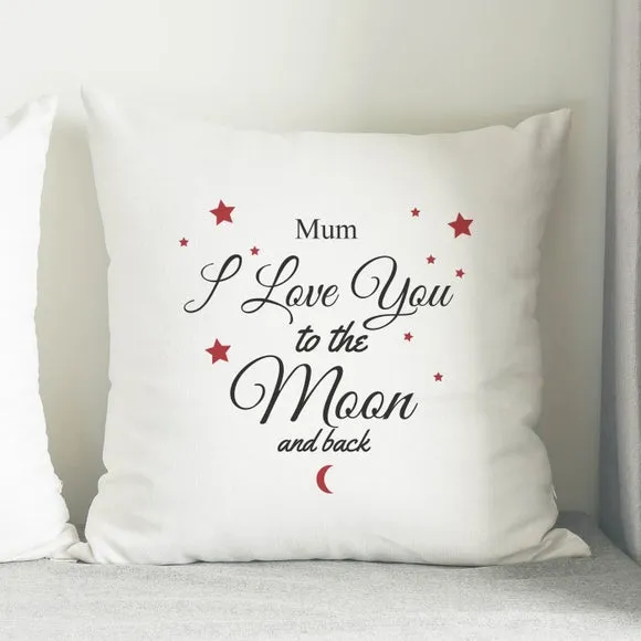 Personalised Moon & Back Cushion - White