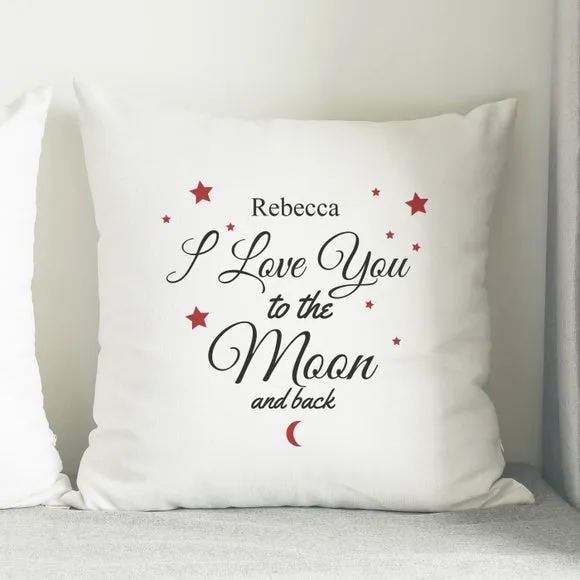 Personalised Moon & Back Cushion - White