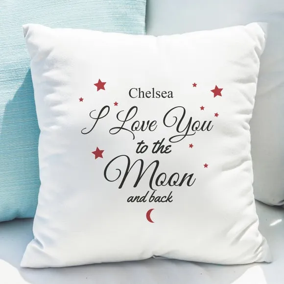 Personalised Moon & Back Cushion - White image