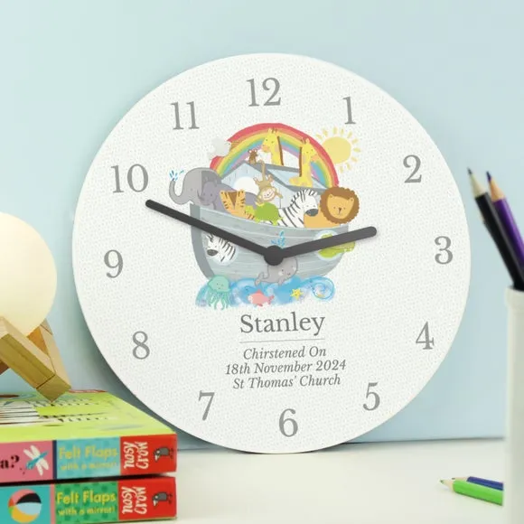 Personalised Noah's Ark Wall Clock - White
