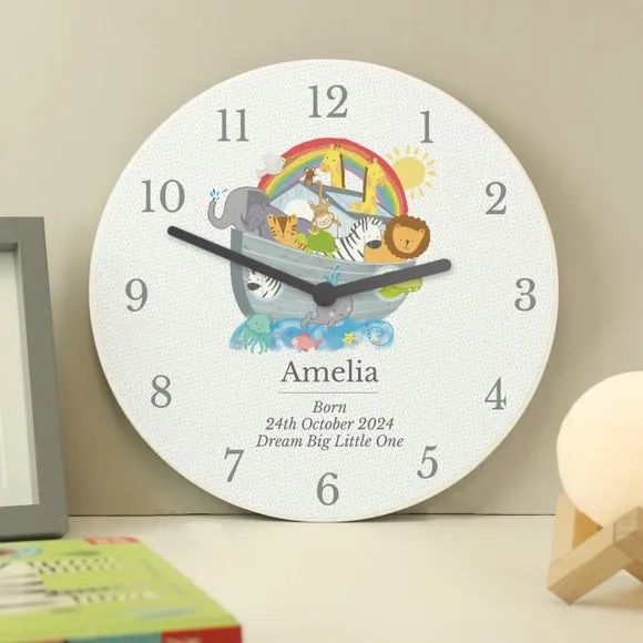 Personalised Noah's Ark Wall Clock - White