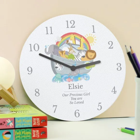 Personalised Noah's Ark Wall Clock - White image