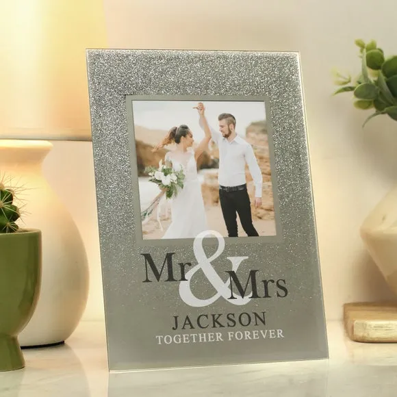 Personalised Photo Frame with Glitter - Silver