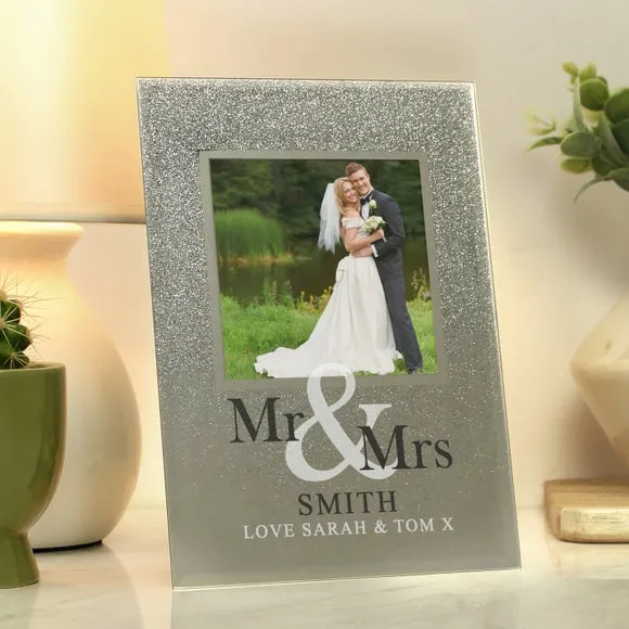 Personalised Photo Frame with Glitter - Silver