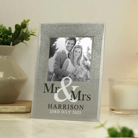 Personalised Photo Frame with Glitter - Silver image