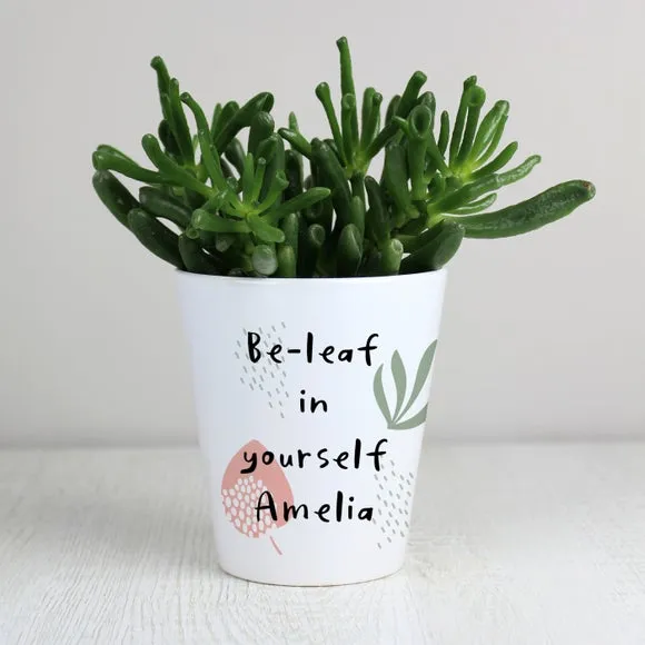 Personalised Plant Pot Abstract Pattern - White