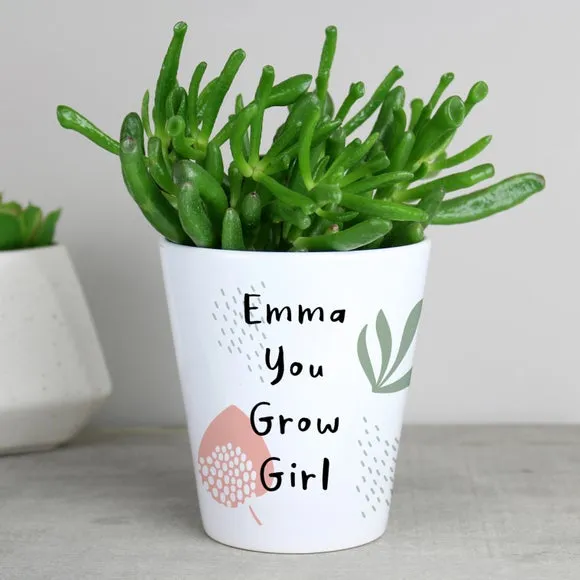 Personalised Plant Pot Abstract Pattern - White