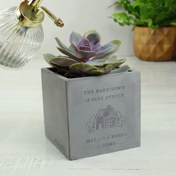 Personalised Plant Pot - Grey, Concrete