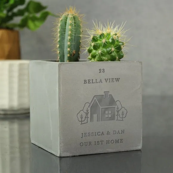 Personalised Plant Pot - Grey, Concrete