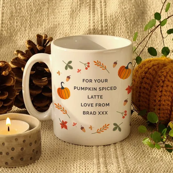 Personalised Pumpkin Mug - White, Ceramic