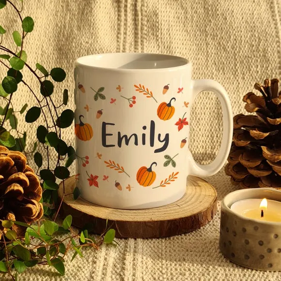 Personalised Pumpkin Mug - White, Ceramic
