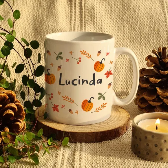 Personalised Pumpkin Mug - White, Ceramic