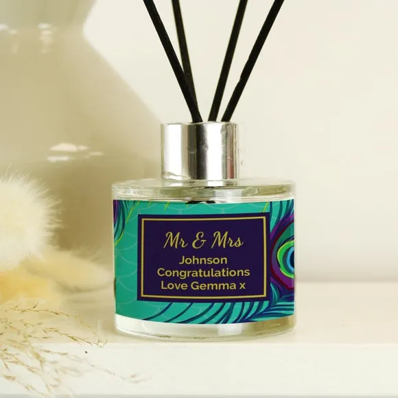 Personalised Reed Diffuser - Green, Peacock Design