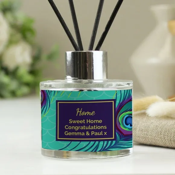 Personalised Reed Diffuser - Green, Peacock Design image