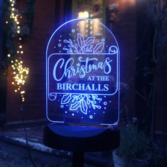 Personalised Solar LED Light - Black, Christmas