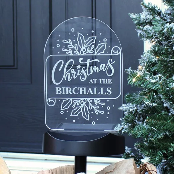 Personalised Solar LED Light - Black, Christmas